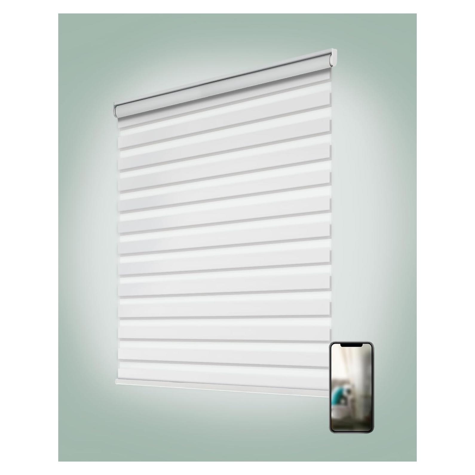 Persianas Zebra Motorizadas Yoolax 56x183 cm 80% Sombreado Blanco