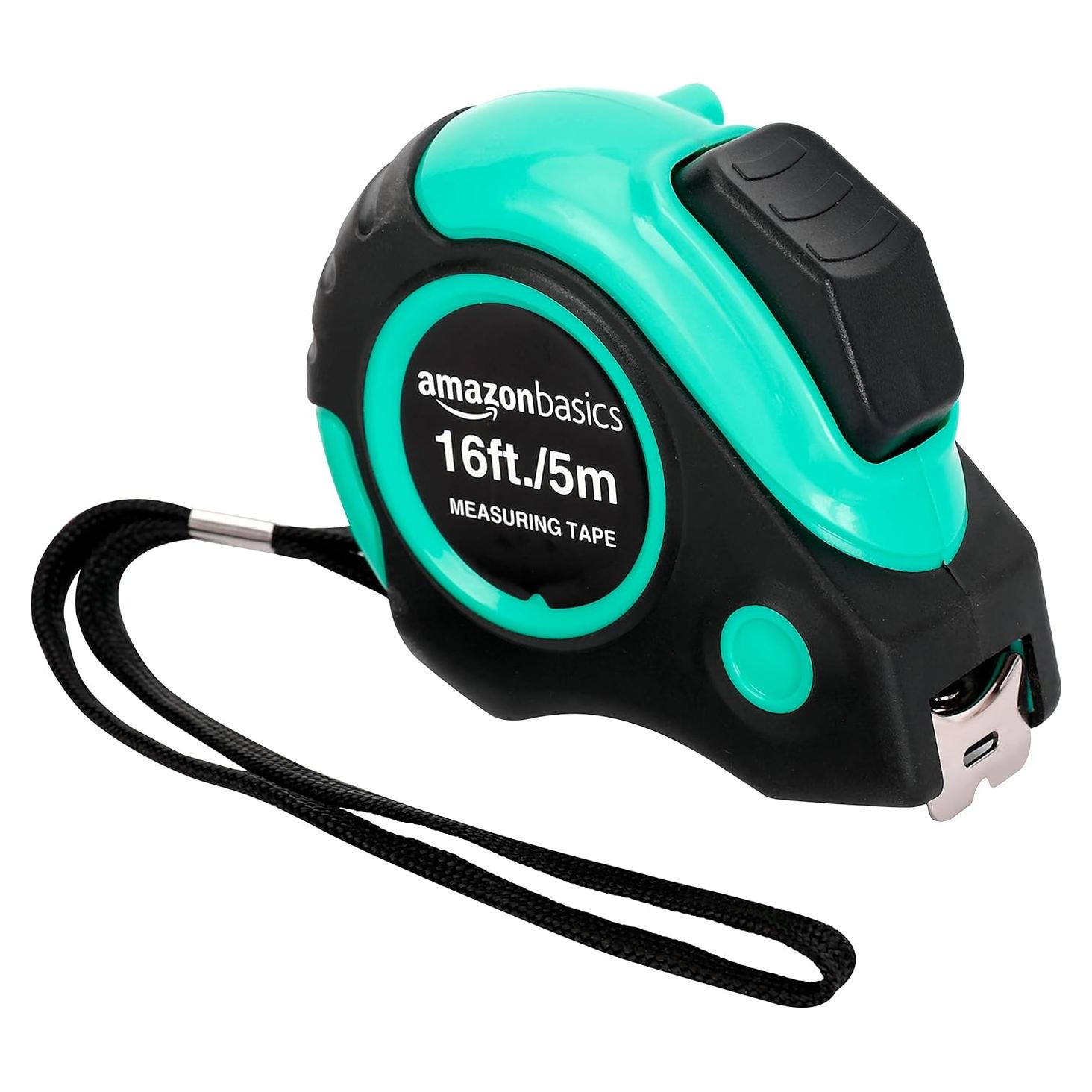 Cinta Métrica Amazon Basics 4.9 m Turquesa Retráctil