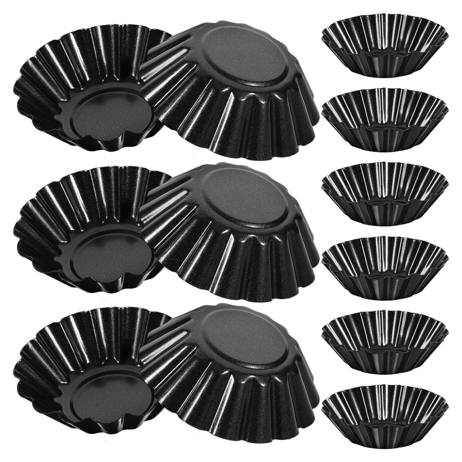 12 Moldes para Tartas de Huevo Hemoton Acero al Carbono 7.5cm