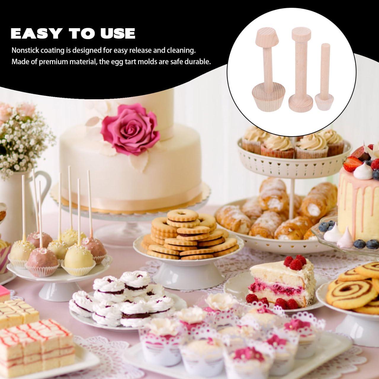 Juego de Moldes de Tarta de Huevo DOITOOL - 3 Piezas de Madera