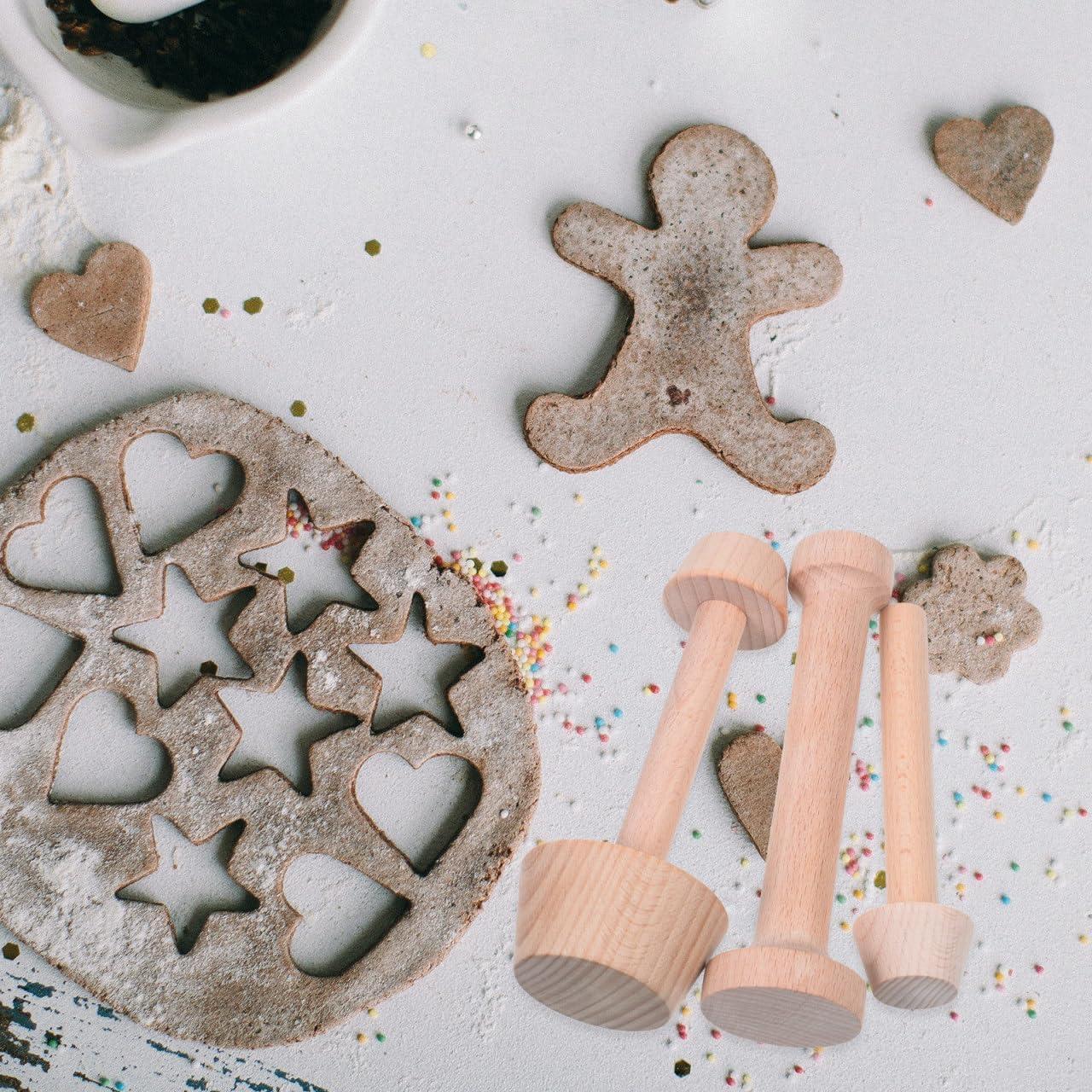 Juego de Moldes de Tarta de Huevo DOITOOL - 3 Piezas de Madera