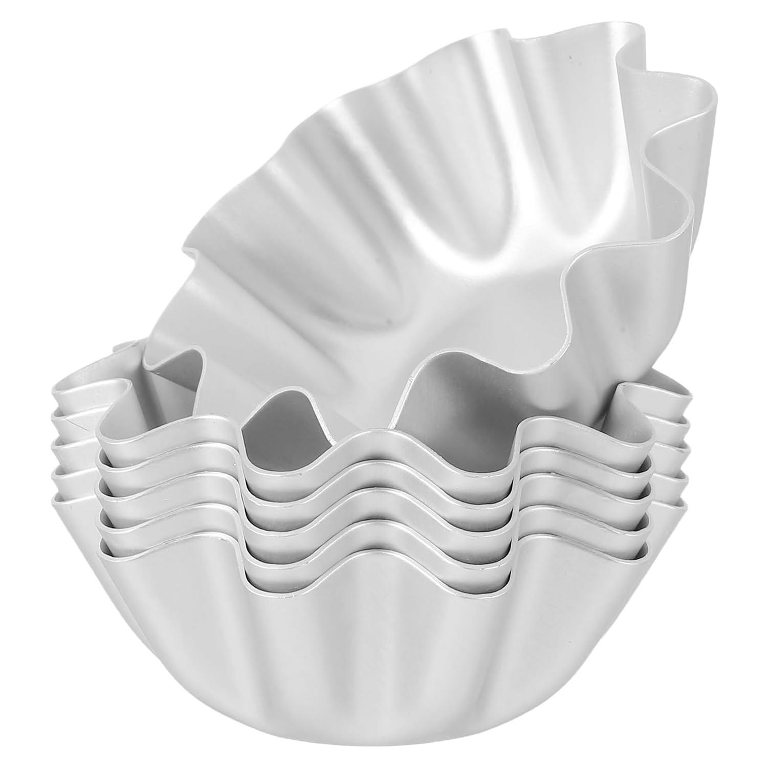 Molde para Tartas de Huevo Luxshiny 6 Piezas Aluminio 7.7x4.5cm