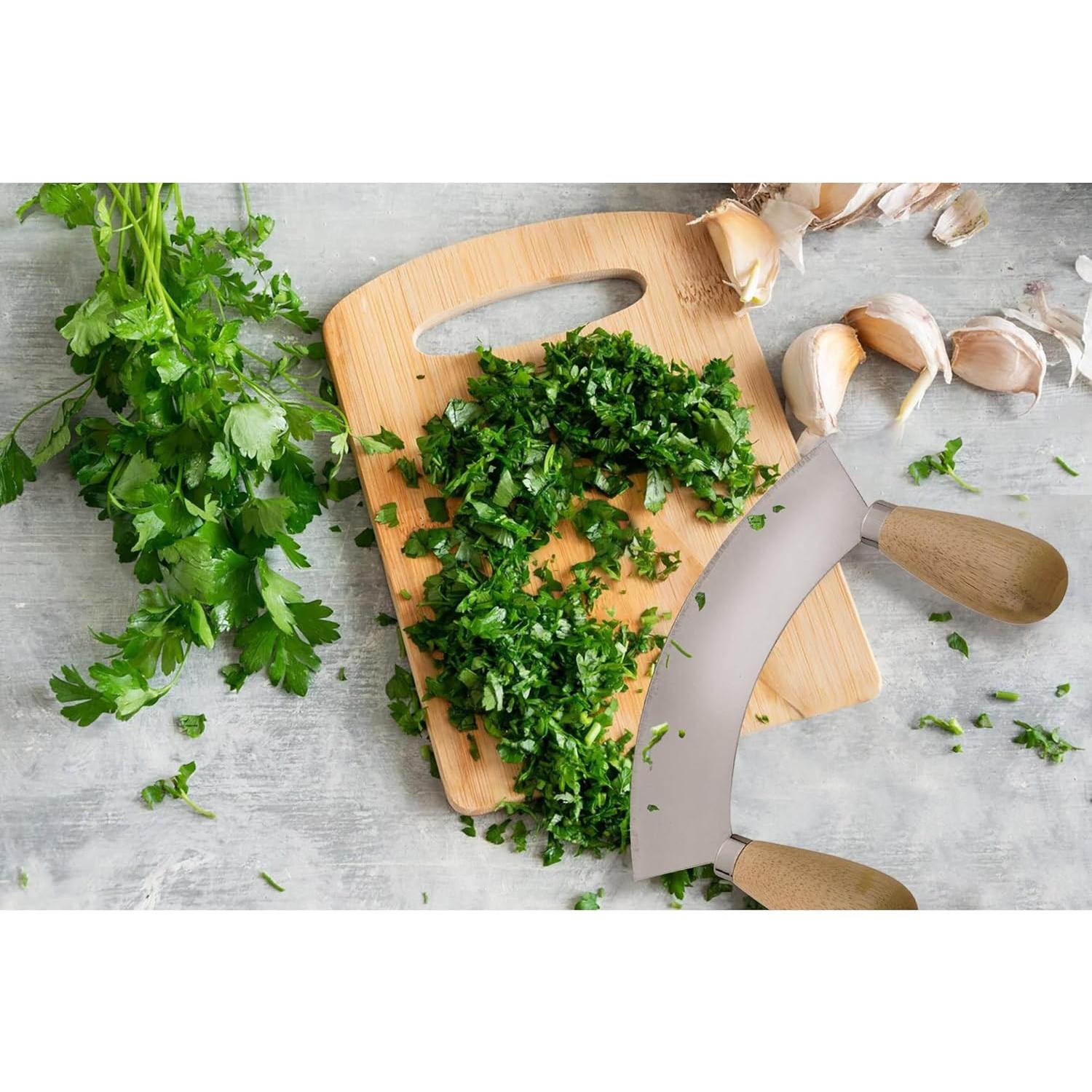 Cortador Mezzaluna HIC Kitchen Doble Mango Acero Inoxidable 17.46cm