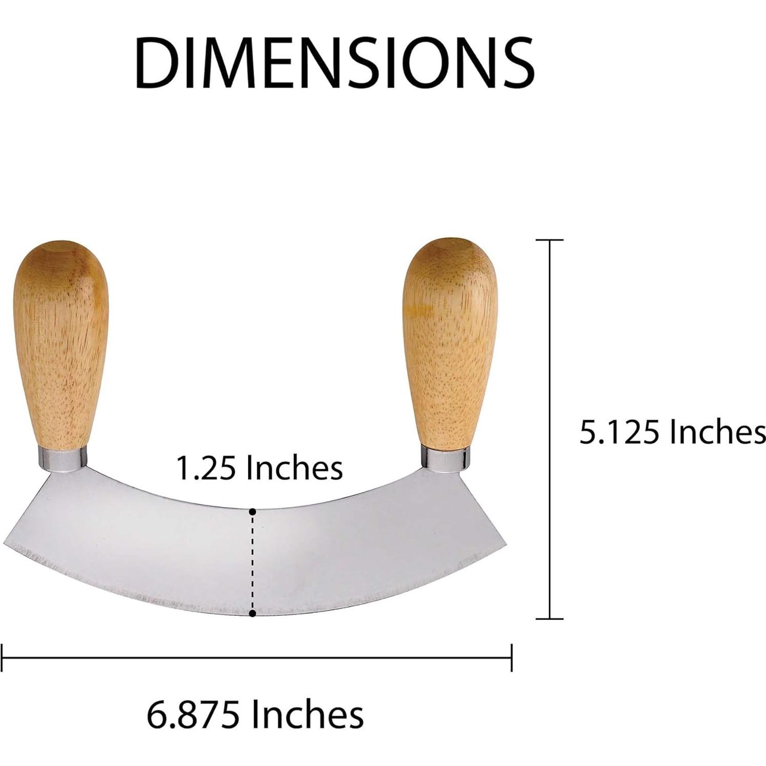 Cortador Mezzaluna HIC Kitchen Doble Mango Acero Inoxidable 17.46cm