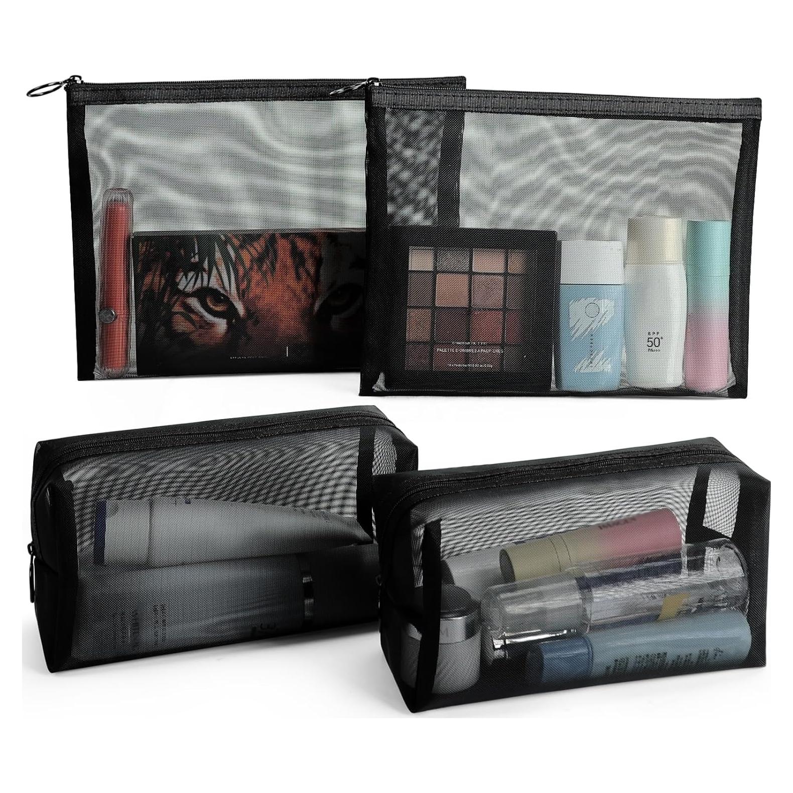 Juego de 4 bolsas cosméticas de malla nylon Besharppin