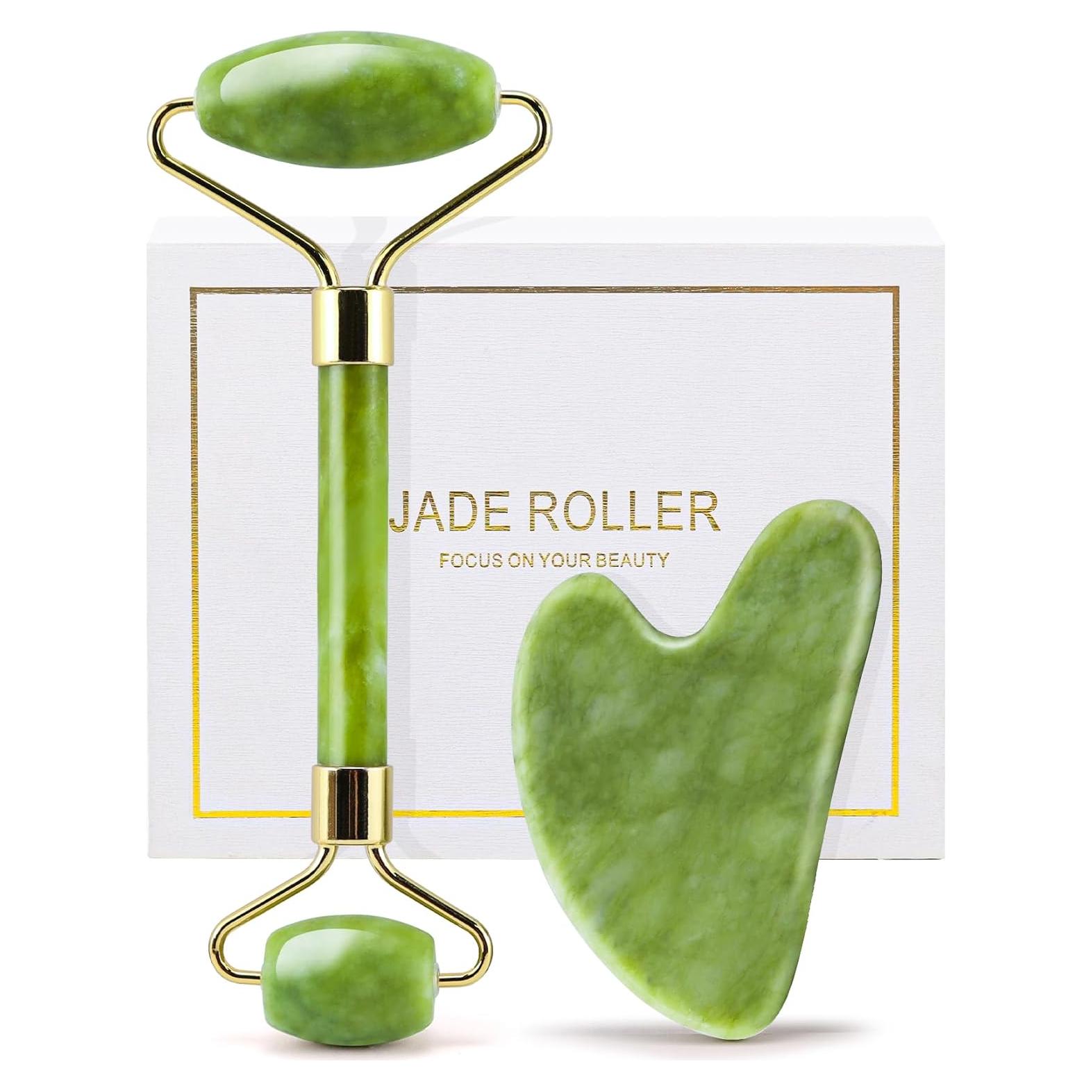 Rodillo de Jade Huefull y Gua Sha para Cuidado Facial