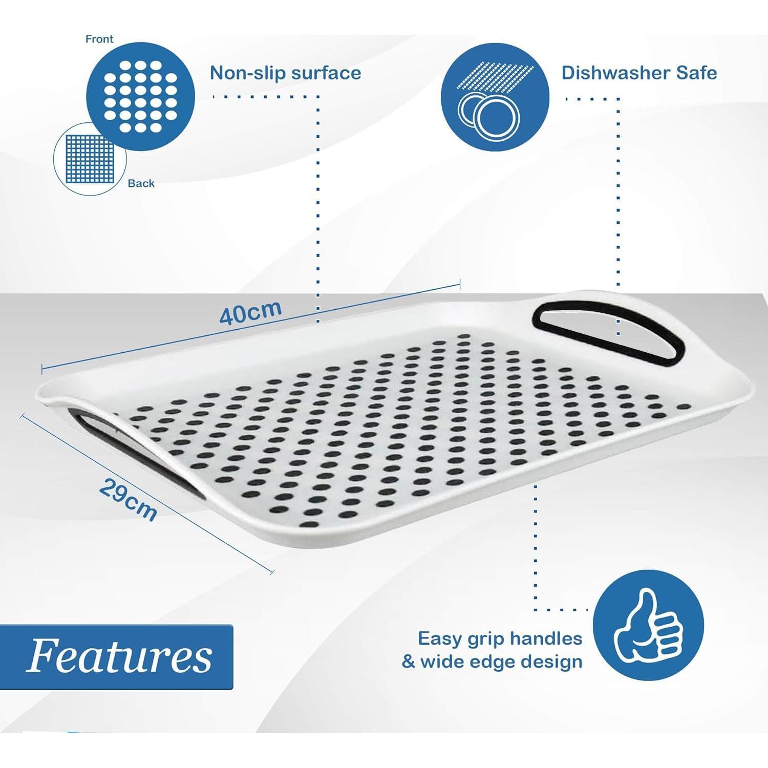 Bandejas de Servicio Antideslizantes Volila - Paquete de 2 - Blancas