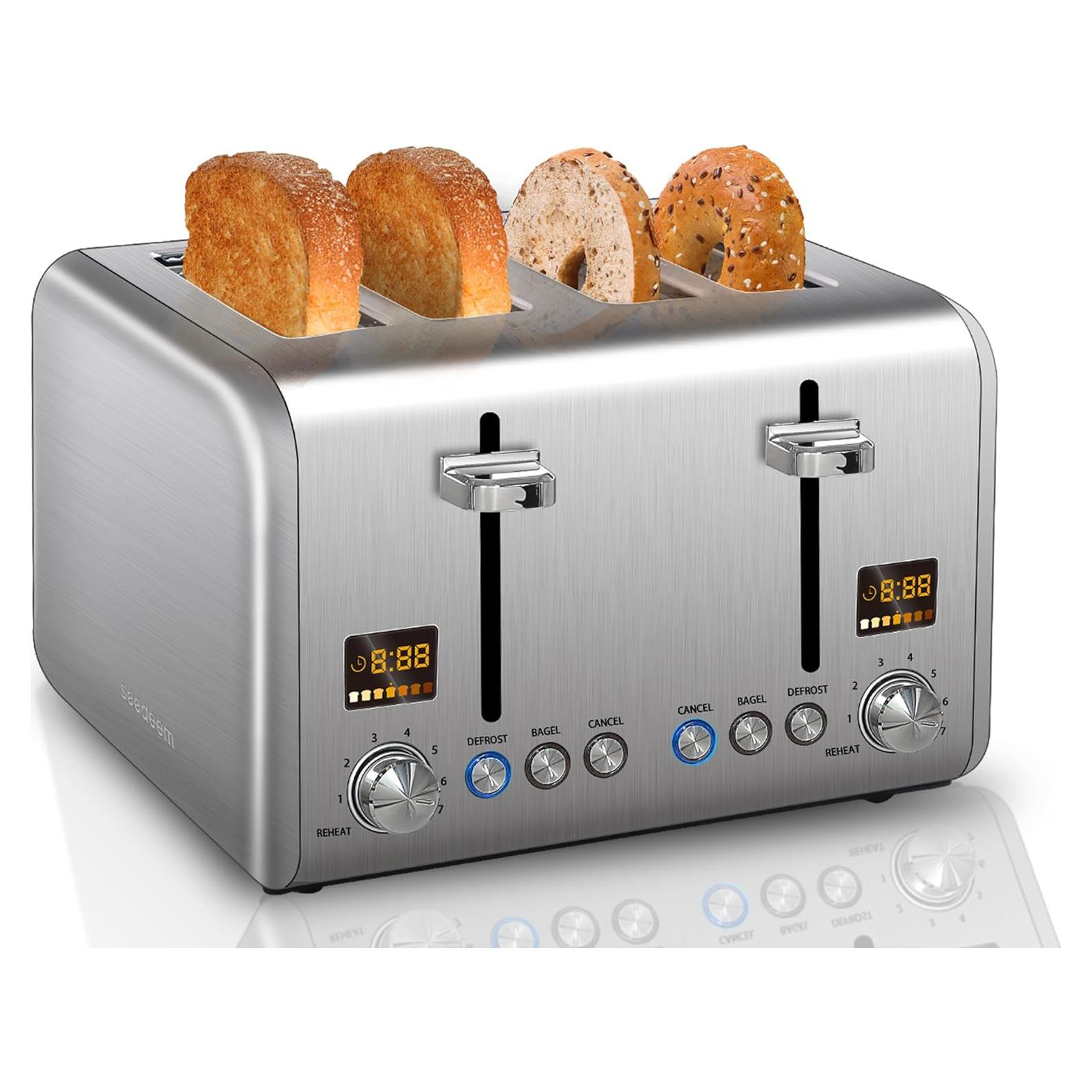 Tostadora SEEDEEM de 4 Rebanadas con Pantalla LCD y 7 Niveles