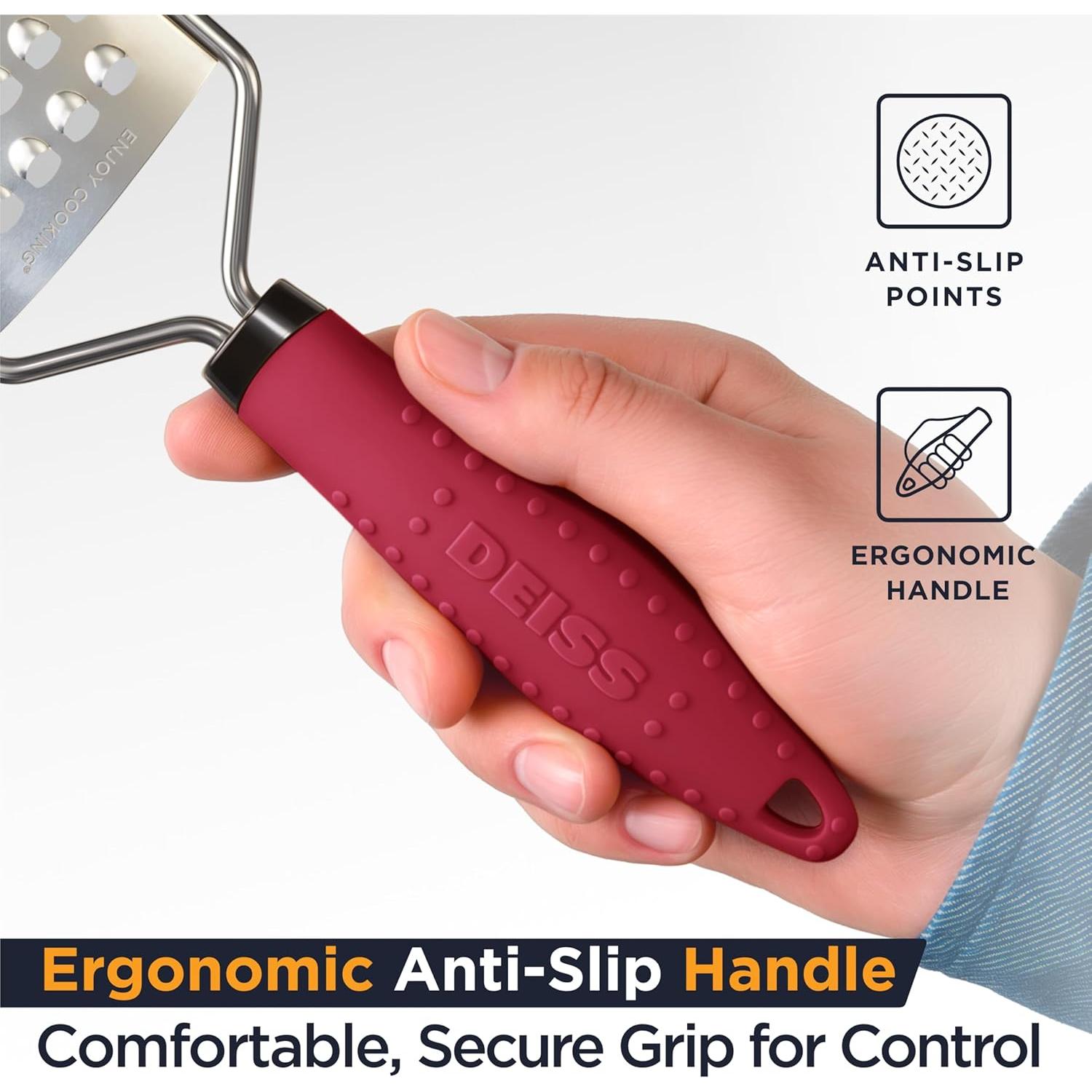 Rallador de Queso Deiss PRO - Acero Inoxidable, Mango Antideslizante