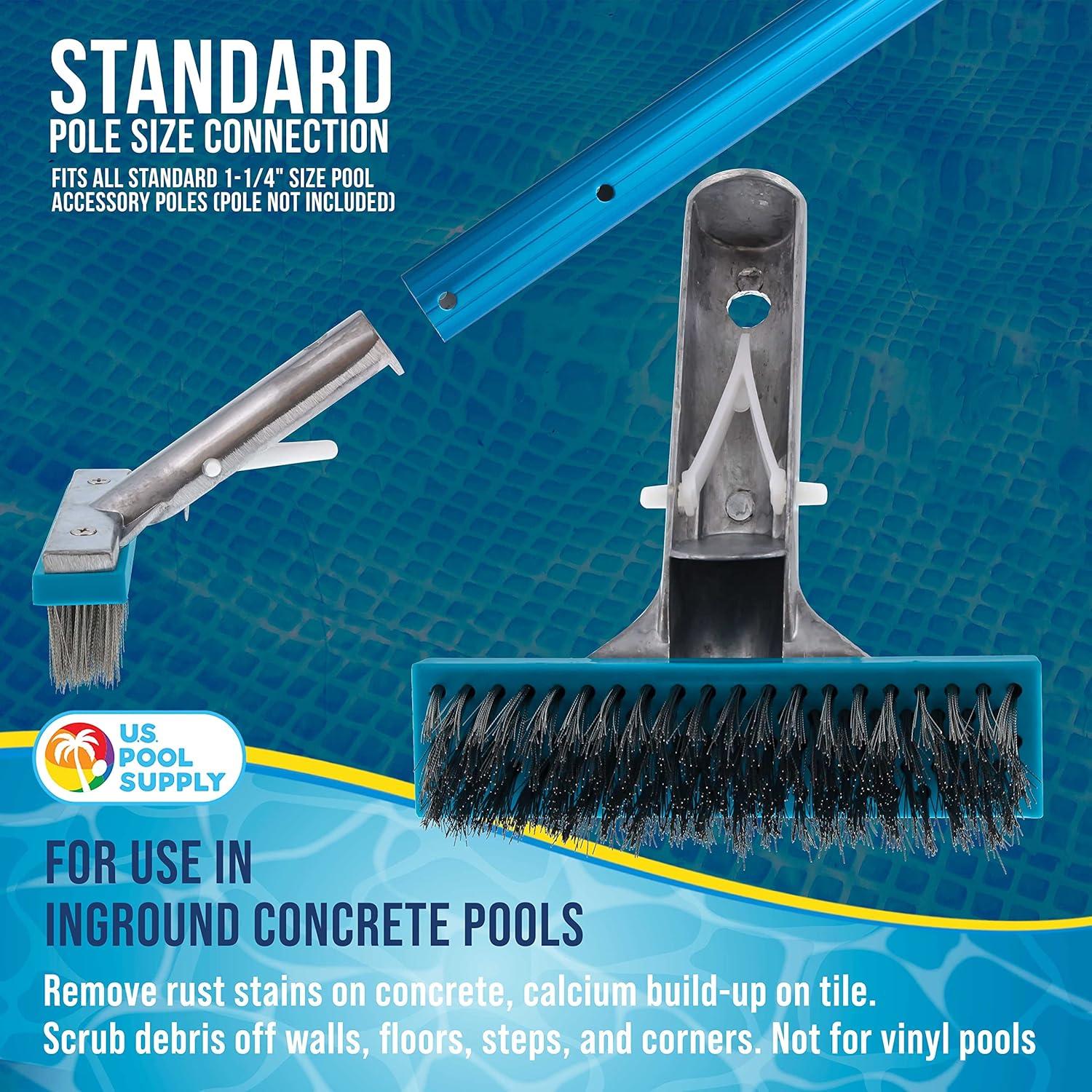 Cepillo de piscina U.S. Pool Supply 5" (12.7 cm) acero inoxidable