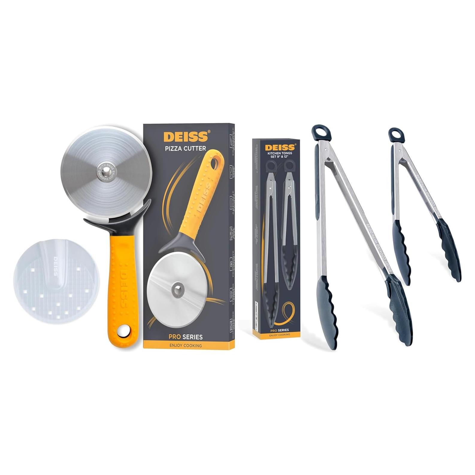 Cortador de Pizza Deiss Pro con Pinzas de Silicona y Rueda Afilada