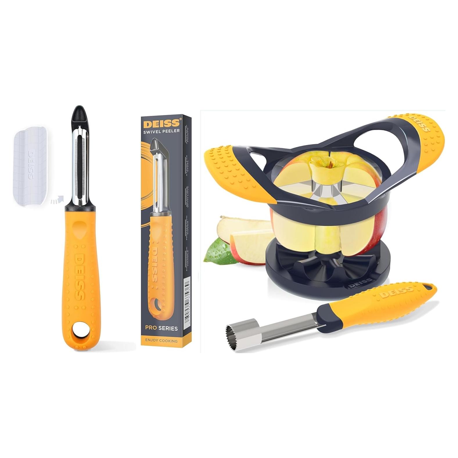 Pelador de Verduras Deiss PRO Ergonómico con Cortador de Manzanas