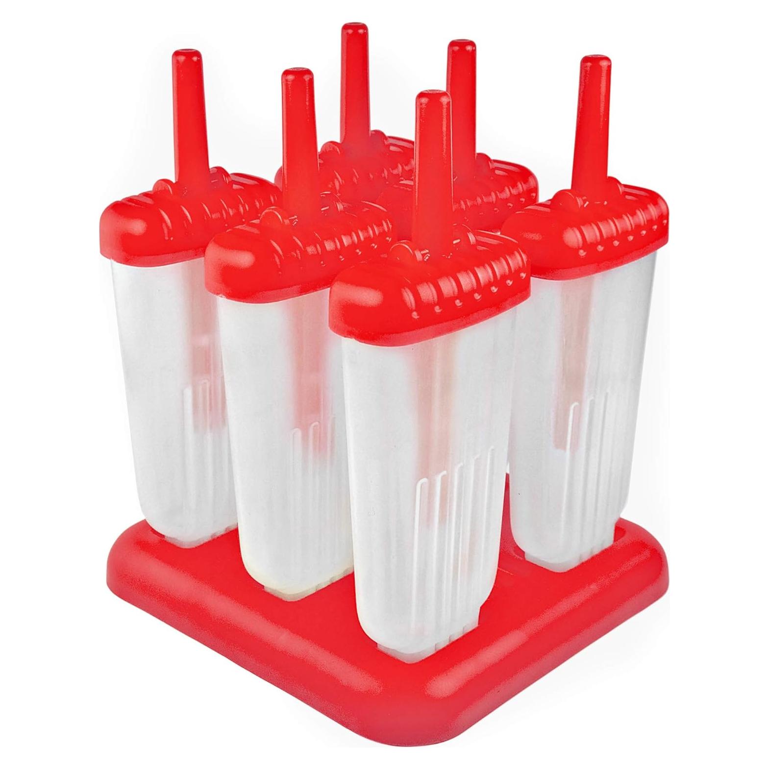 Moldes de Paletas Groovy Tovolo - Juego de 6, Sin BPA, Rojo
