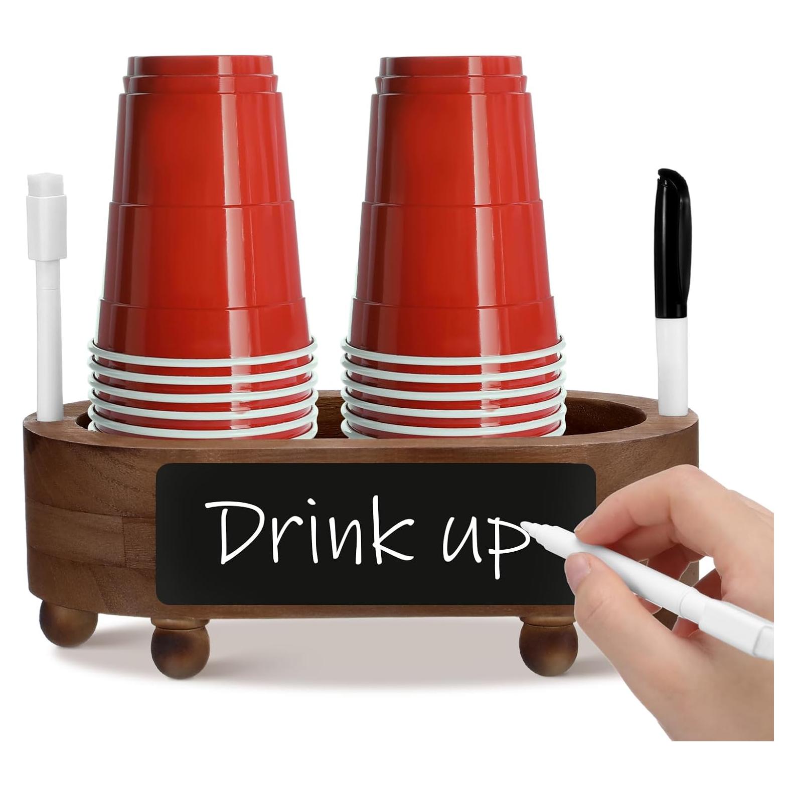 Soporte de Tazas de Madera Doble Patelai con Marcador