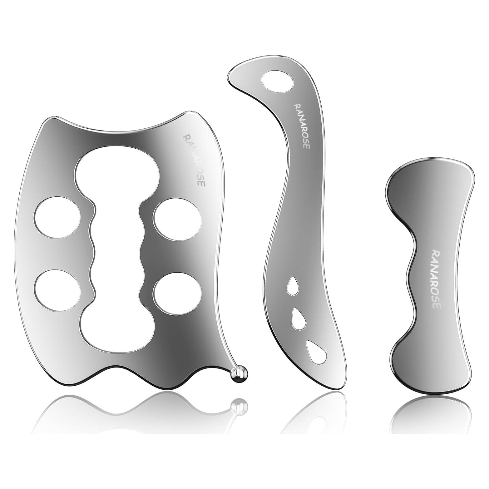 Juego de Herramientas de Gua Sha Ranarose Acero Inoxidable 3 Piezas