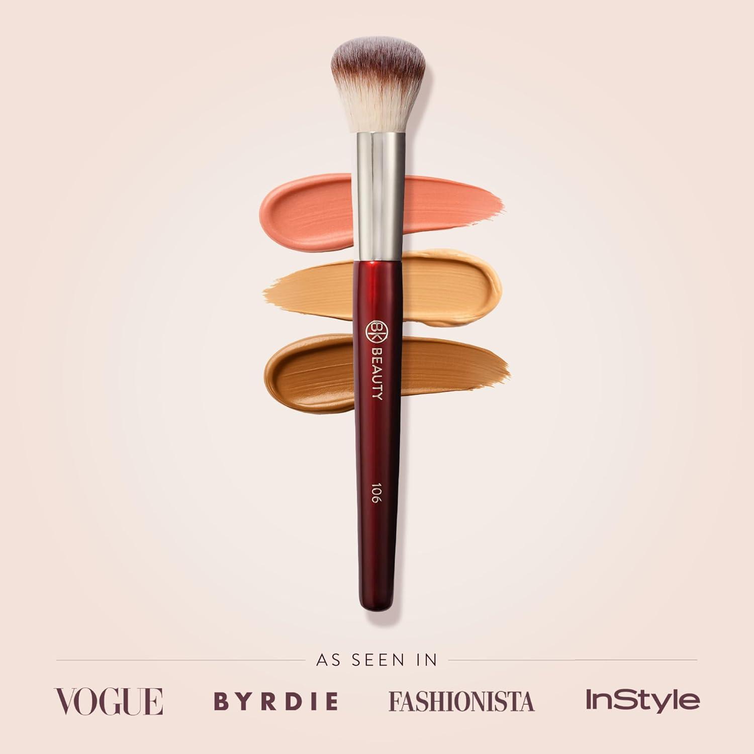 Brocha Redonda de Base BK Beauty 106 - Cerdas Veganas, Acabado Aerografiado