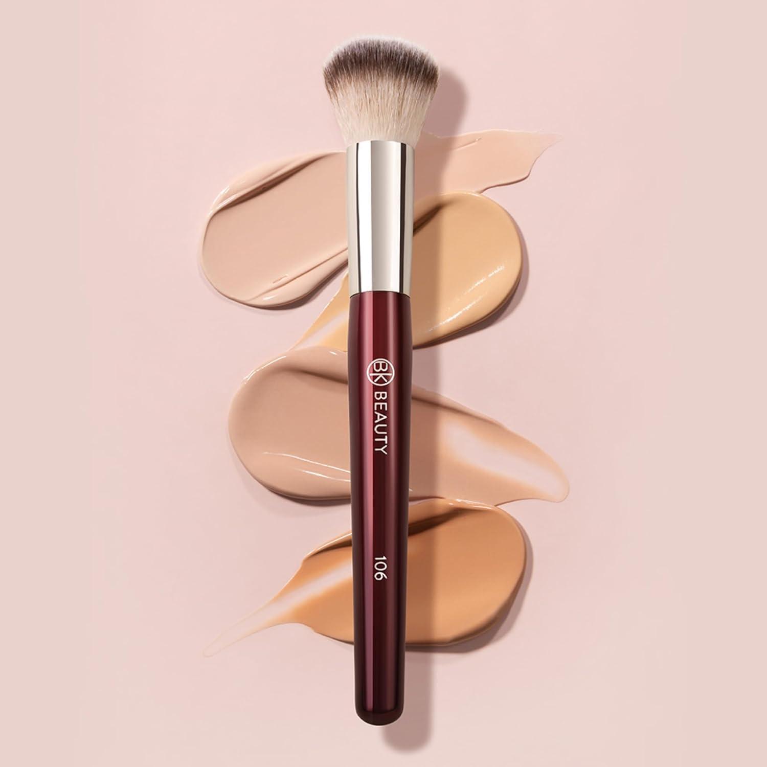 Brocha Redonda de Base BK Beauty 106 - Cerdas Veganas, Acabado Aerografiado