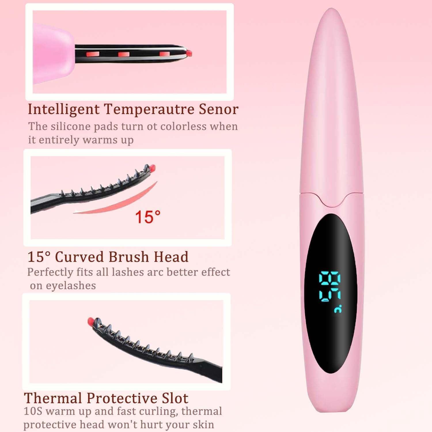 Rizador de Pestañas Eléctrico Acavado Rosa Claro 3 Temperaturas