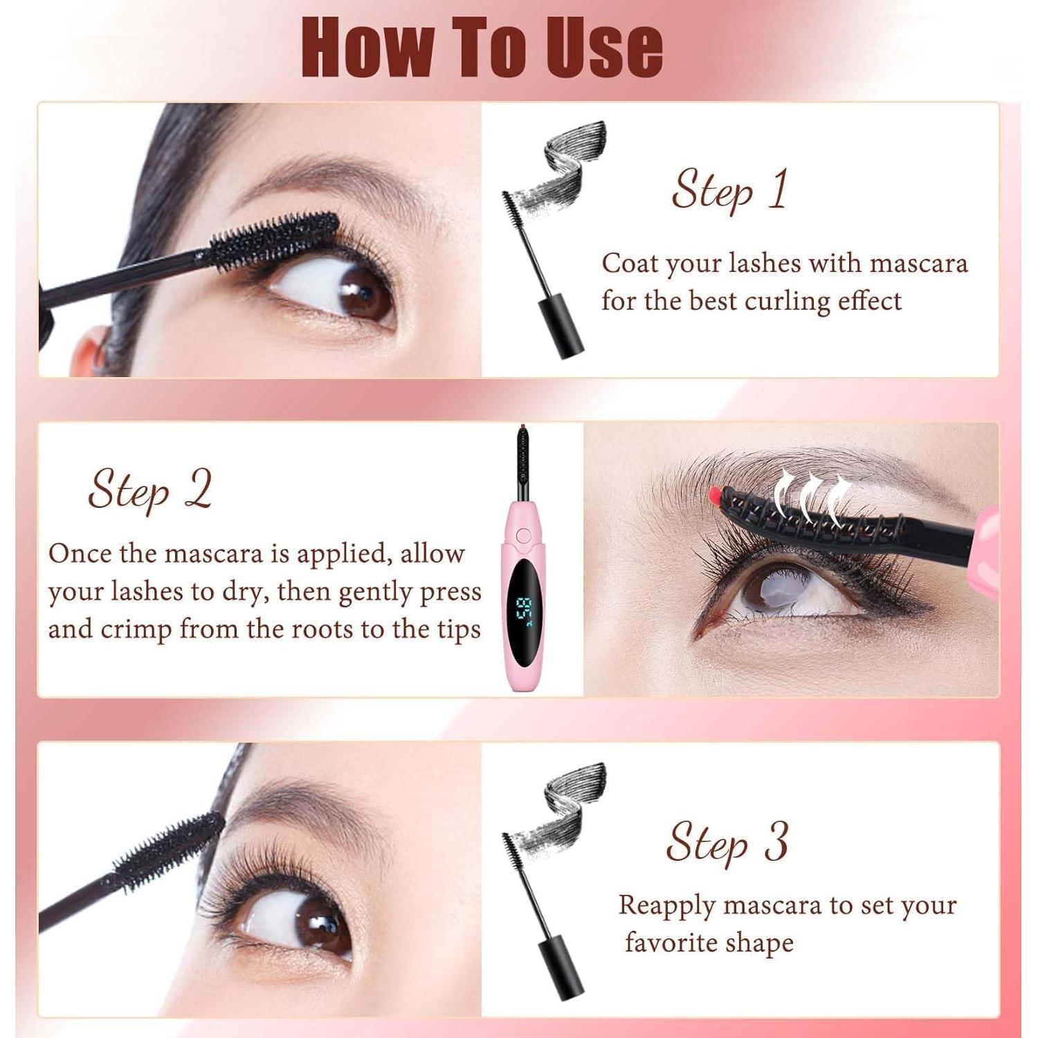 Rizador de Pestañas Eléctrico Acavado Rosa Claro 3 Temperaturas