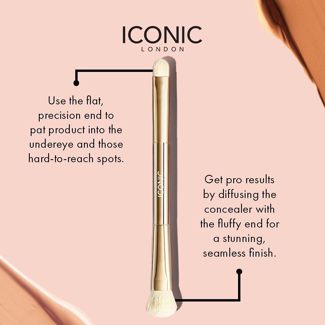 Brocha de Corrector Dúo Iconic London - Maquillaje Líquido y Cremoso