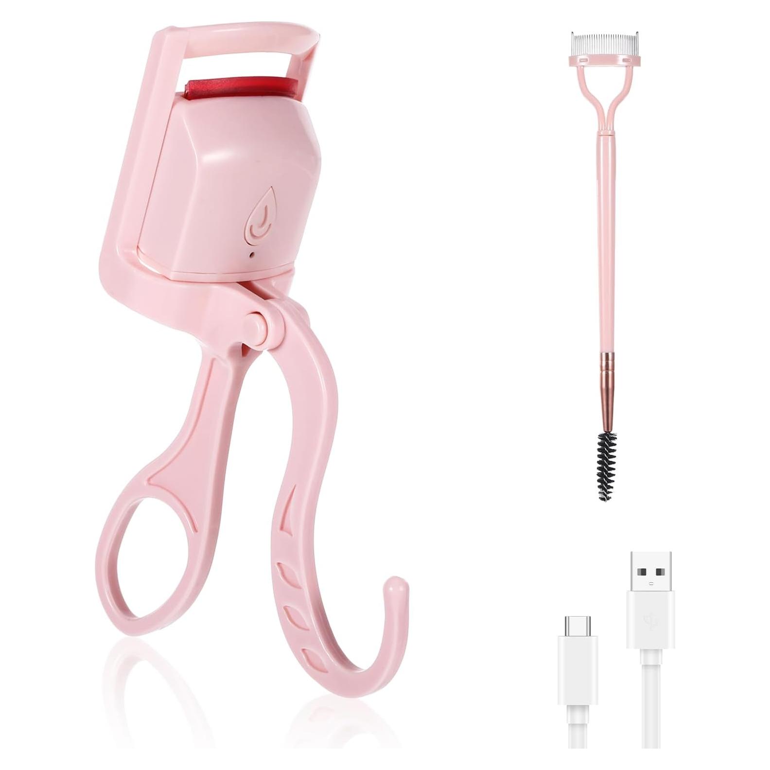 Rizador de Pestañas Calentado Yuunheg Rosa, Calentamiento Rápido 3s