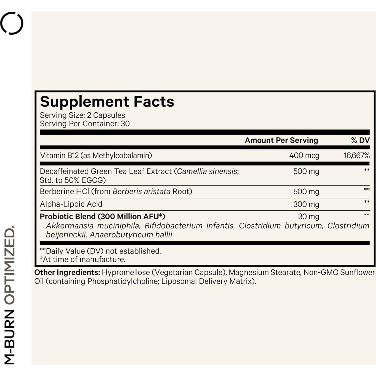 Suplemento Codeage M-Burn Optimizado - Té Verde 50% EGCG - 60 Cápsulas