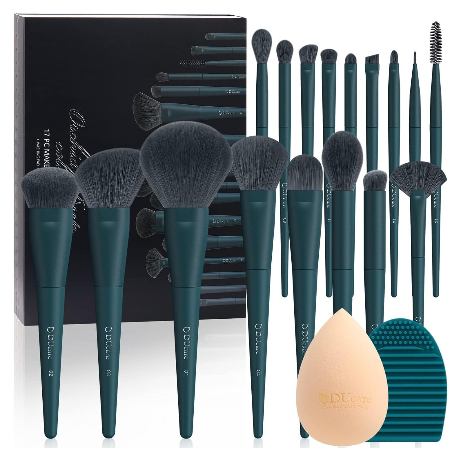 Conjunto de Brochas de Maquillaje DUcare 17 Pcs con Limpieza