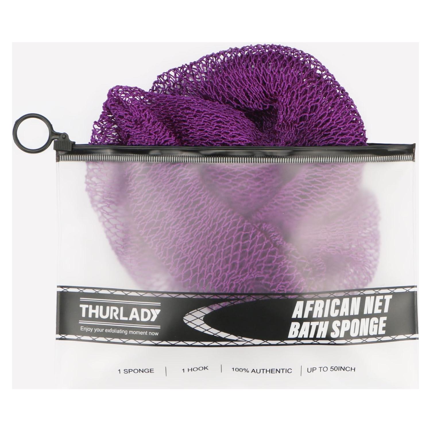 Esponja de Red Africana THURLADY Exfoliante Corporal 63.5cm Púrpura
