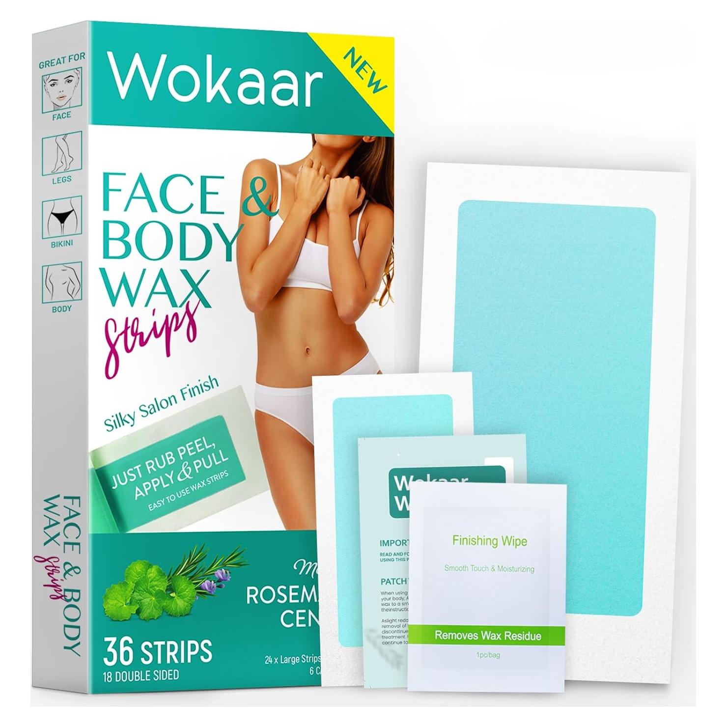 Cintas de Cera Corporal Wokaar - Kit 42 Cintas para Vello