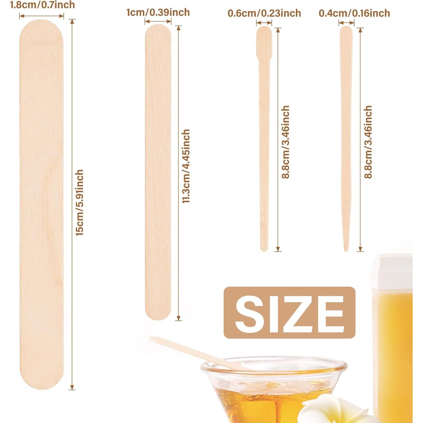 Palitos de Cera de Madera EWVVSS - 500 Piezas, 4 Tamaños