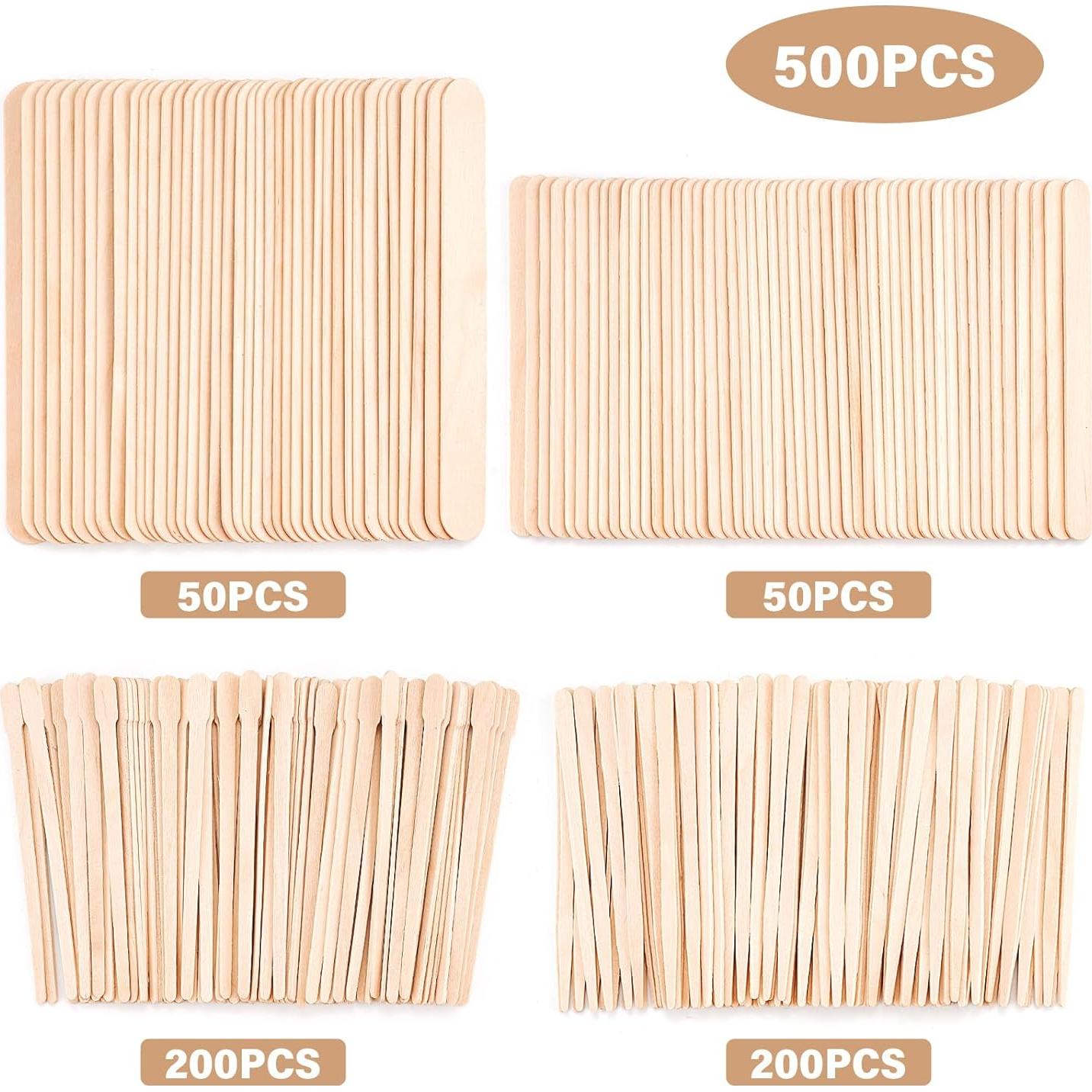 Palitos de Cera de Madera EWVVSS - 500 Piezas, 4 Tamaños