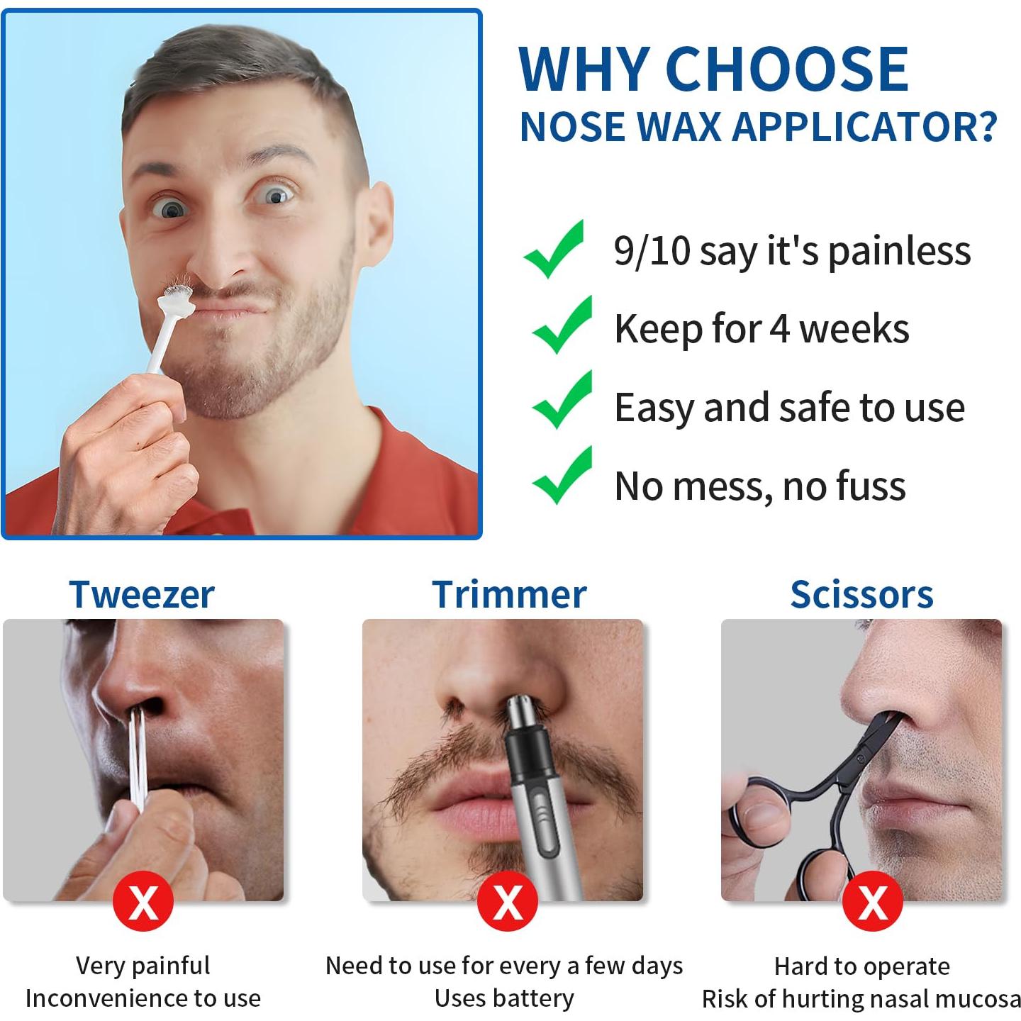 OAKEER Removedor de Vello Nasal 40 Piezas Cera Profesional