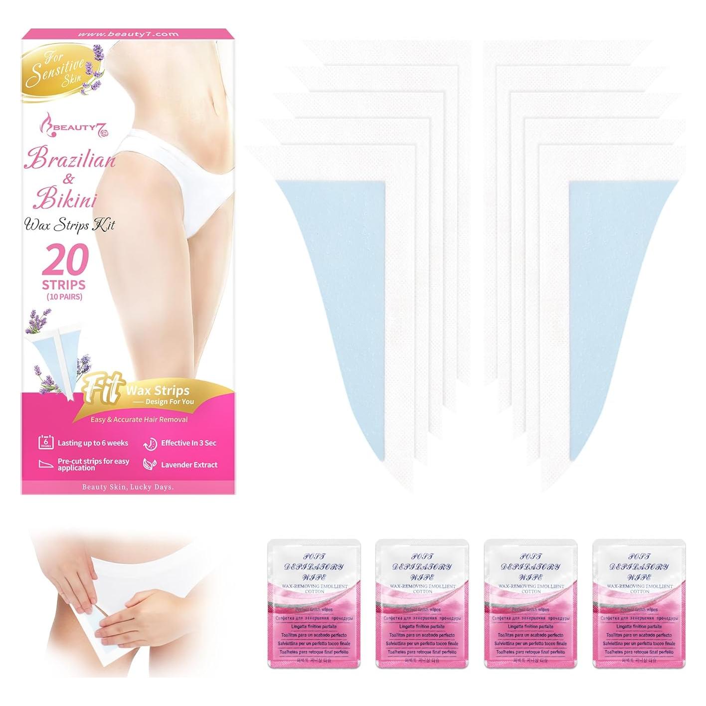 Cintas de Cera para Bikini Beauty7 - 20 Cintas + 4 Toallitas