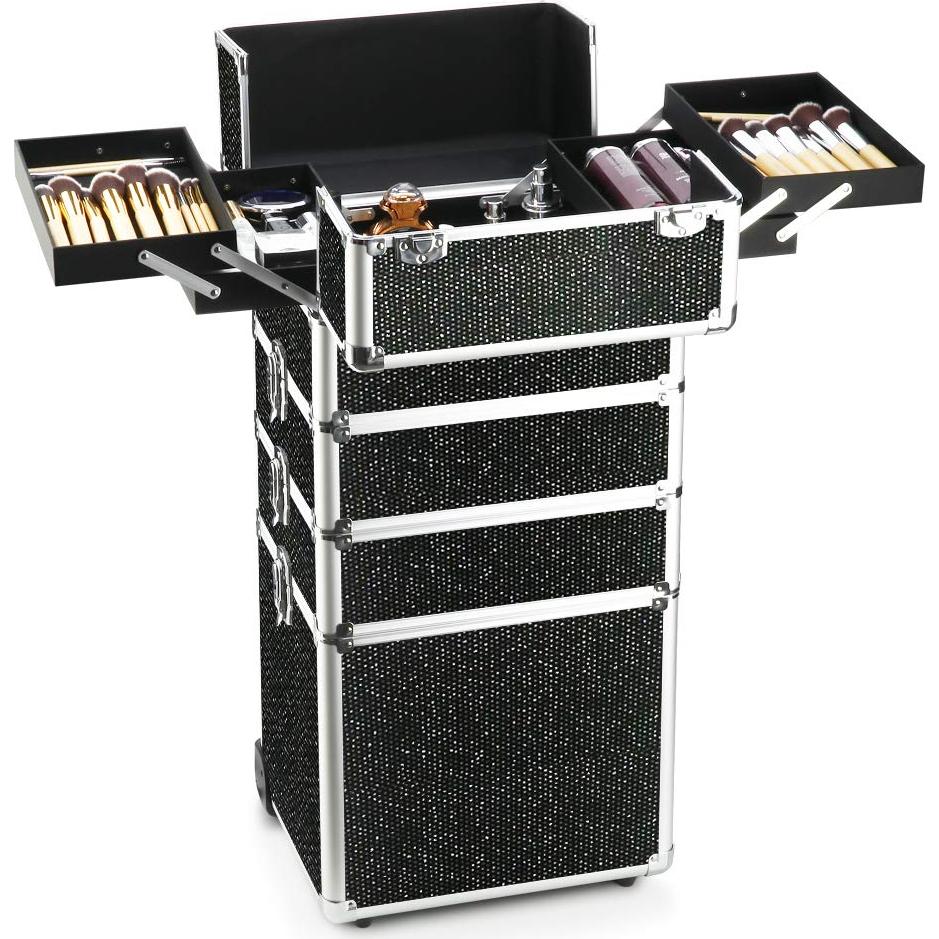 Estuche de Maquillaje OUDMAY 4 en 1 con Aluminio y Bandejas Plegables