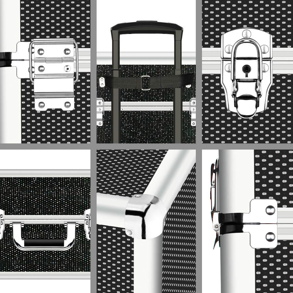 Estuche de Maquillaje OUDMAY 4 en 1 con Aluminio y Bandejas Plegables