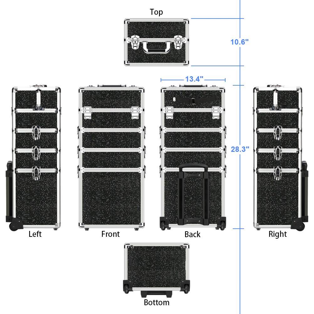 Estuche de Maquillaje OUDMAY 4 en 1 con Aluminio y Bandejas Plegables
