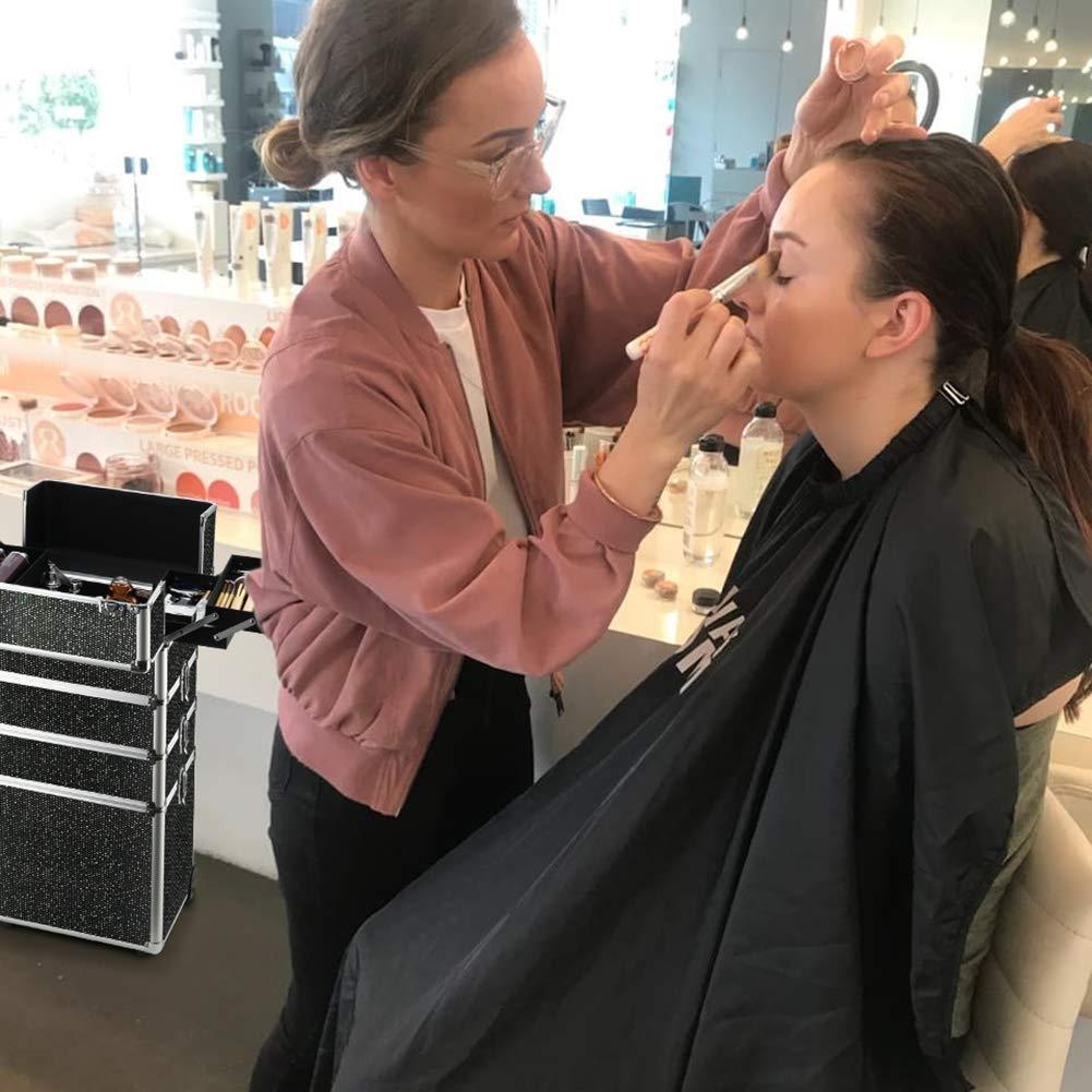 Estuche de Maquillaje OUDMAY 4 en 1 con Aluminio y Bandejas Plegables