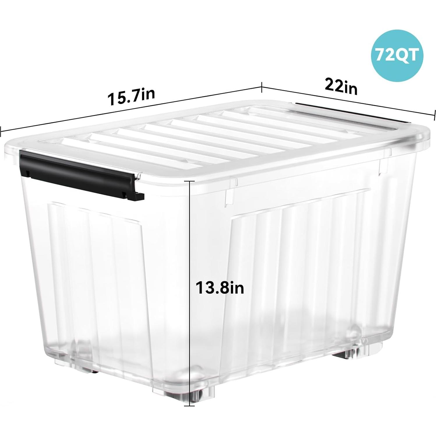Caja de Almacenamiento Plástica Nazhura 72QT 6 Paquetes Transparente