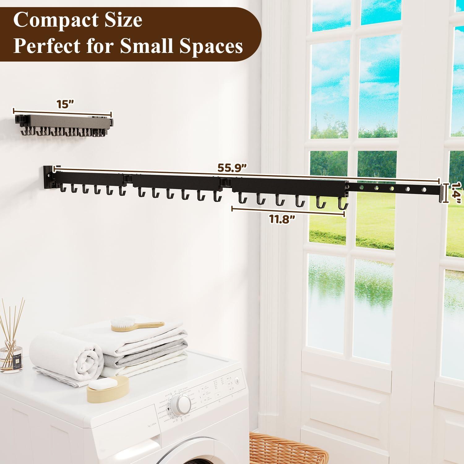 Perchero de Ropa Plegable Svelthome Montado en Pared Negro