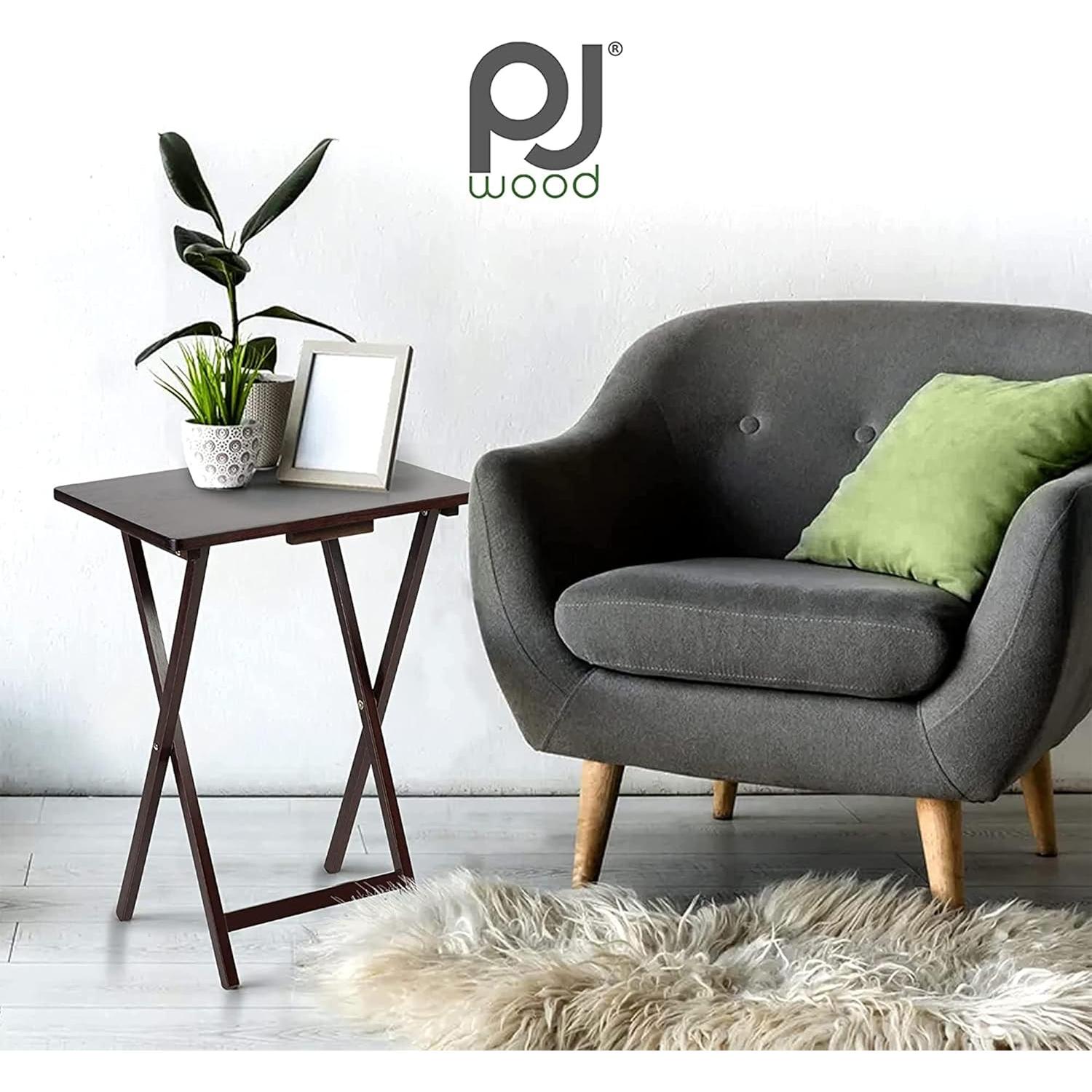 Conjunto de Mesa Plegable de Madera PJ Wood 5 Piezas Espresso