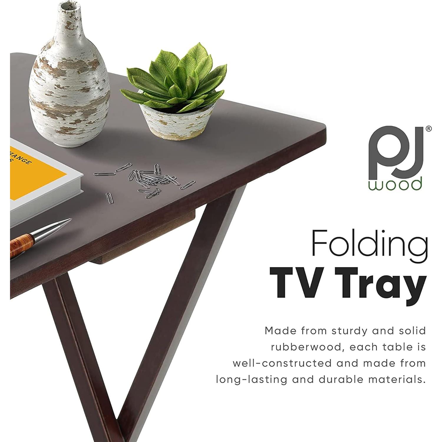 Conjunto de Mesa Plegable de Madera PJ Wood 5 Piezas Espresso