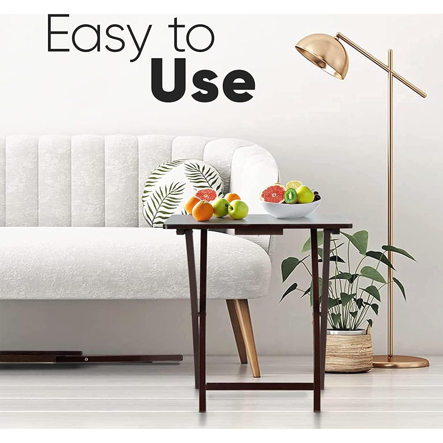 Conjunto de Mesa Plegable de Madera PJ Wood 5 Piezas Espresso