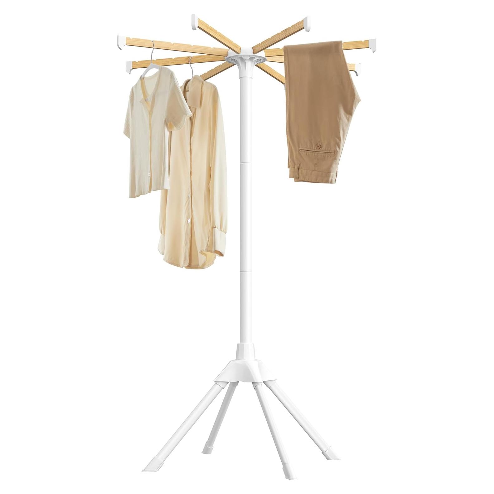 Estante para Secar Ropa SONGMICS Plegable de Bambú y Metal 146 cm