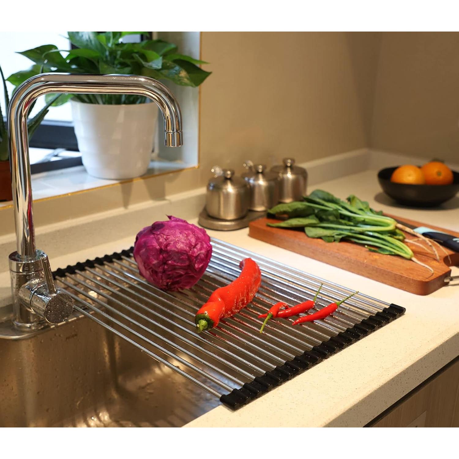 Estante de Secado de Platos Plegable Ahyuan Acero Inoxidable 45.2x34.3cm