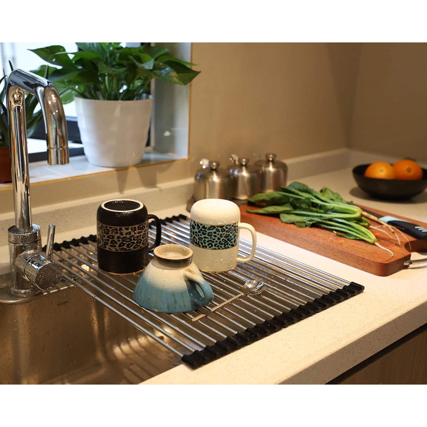 Estante de Secado de Platos Plegable Ahyuan Acero Inoxidable 45.2x34.3cm