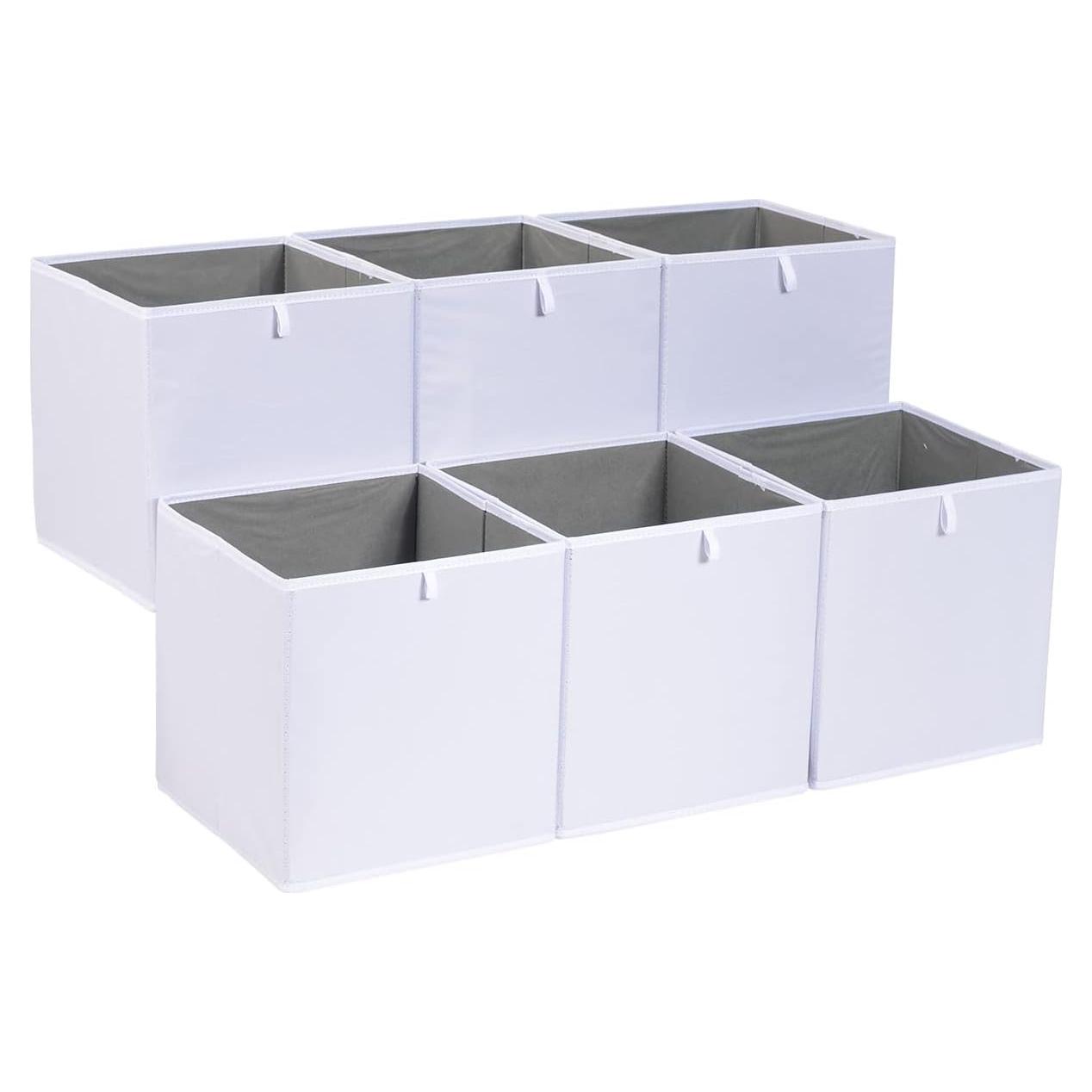 Cajas Organizadoras Plegables Amazon Basics, 6 Unidades, 33x38x33 cm, Blancas