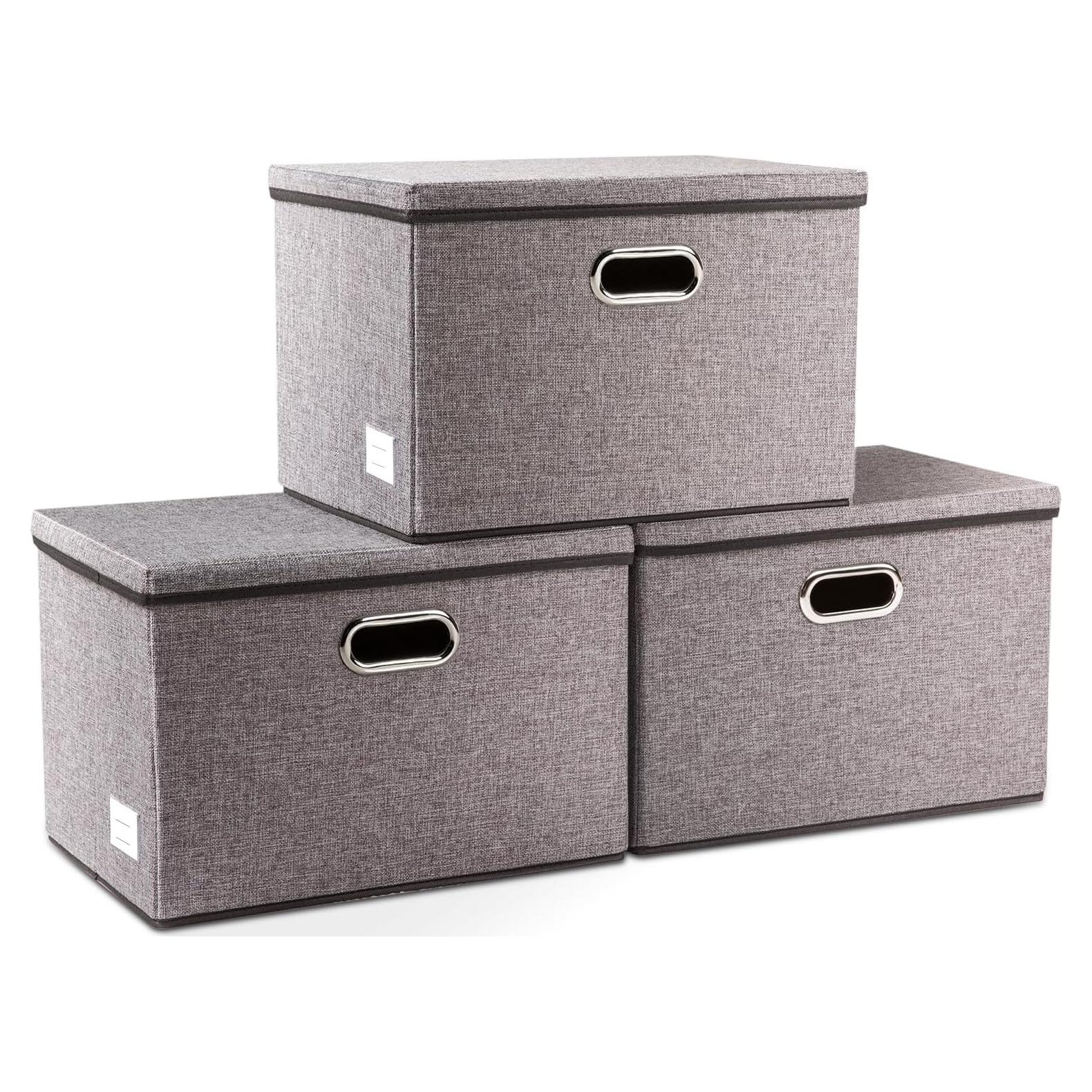 Cajas de Almacenamiento Plegables PRANDOM 45x30x30 cm Gris 3-Pack