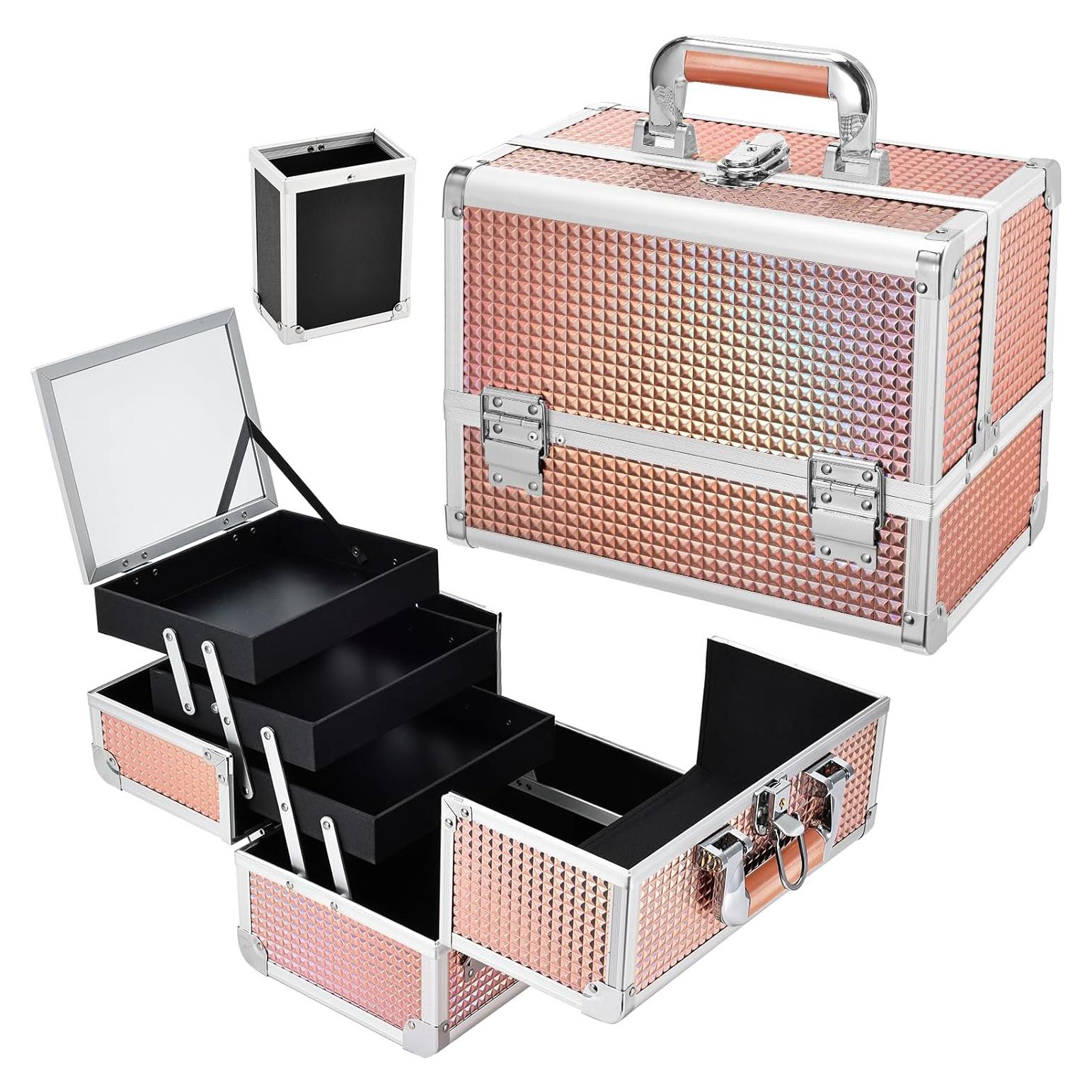Caja de Maquillaje Joligrace 29.5 cm Organizador Portátil Dorado