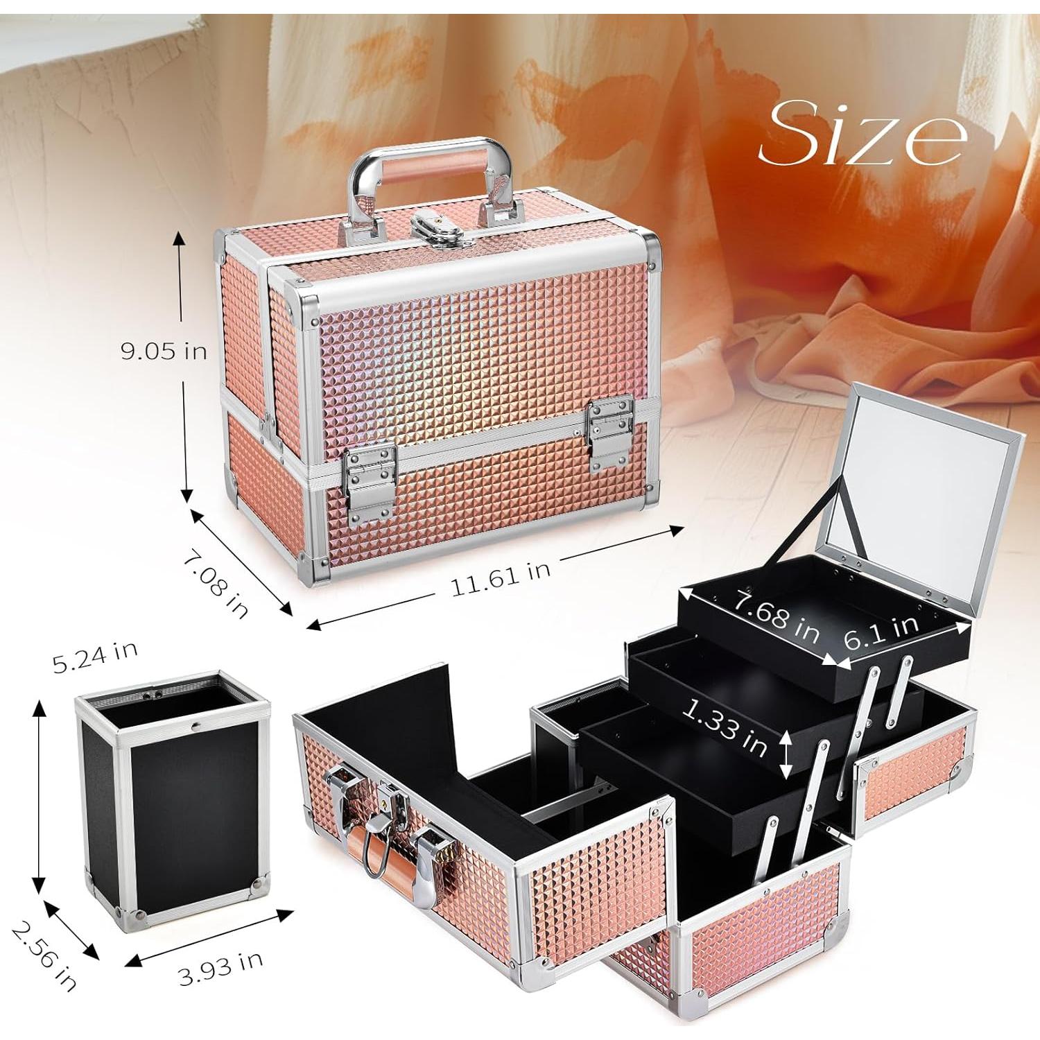 Caja de Maquillaje Joligrace 29.5 cm Organizador Portátil Dorado