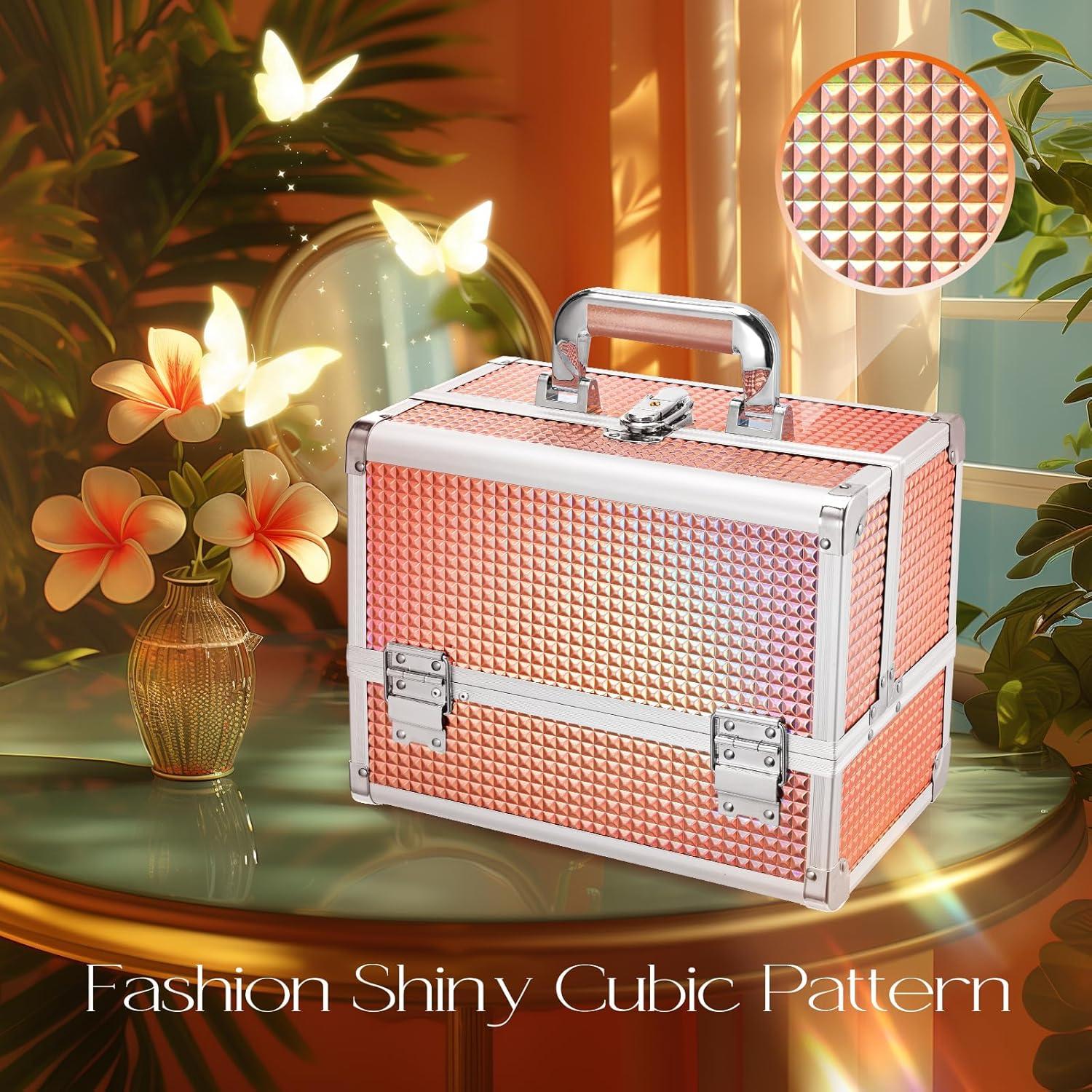 Caja de Maquillaje Joligrace 29.5 cm Organizador Portátil Dorado